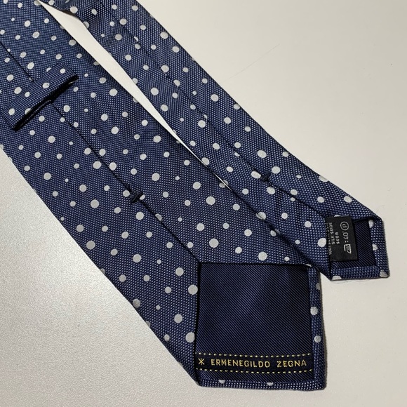 Ermenegildo Zegna Blue Polka Dot Tie Bundle 100% Silk Made in Italy Mens Suit - Picture 4 of 10